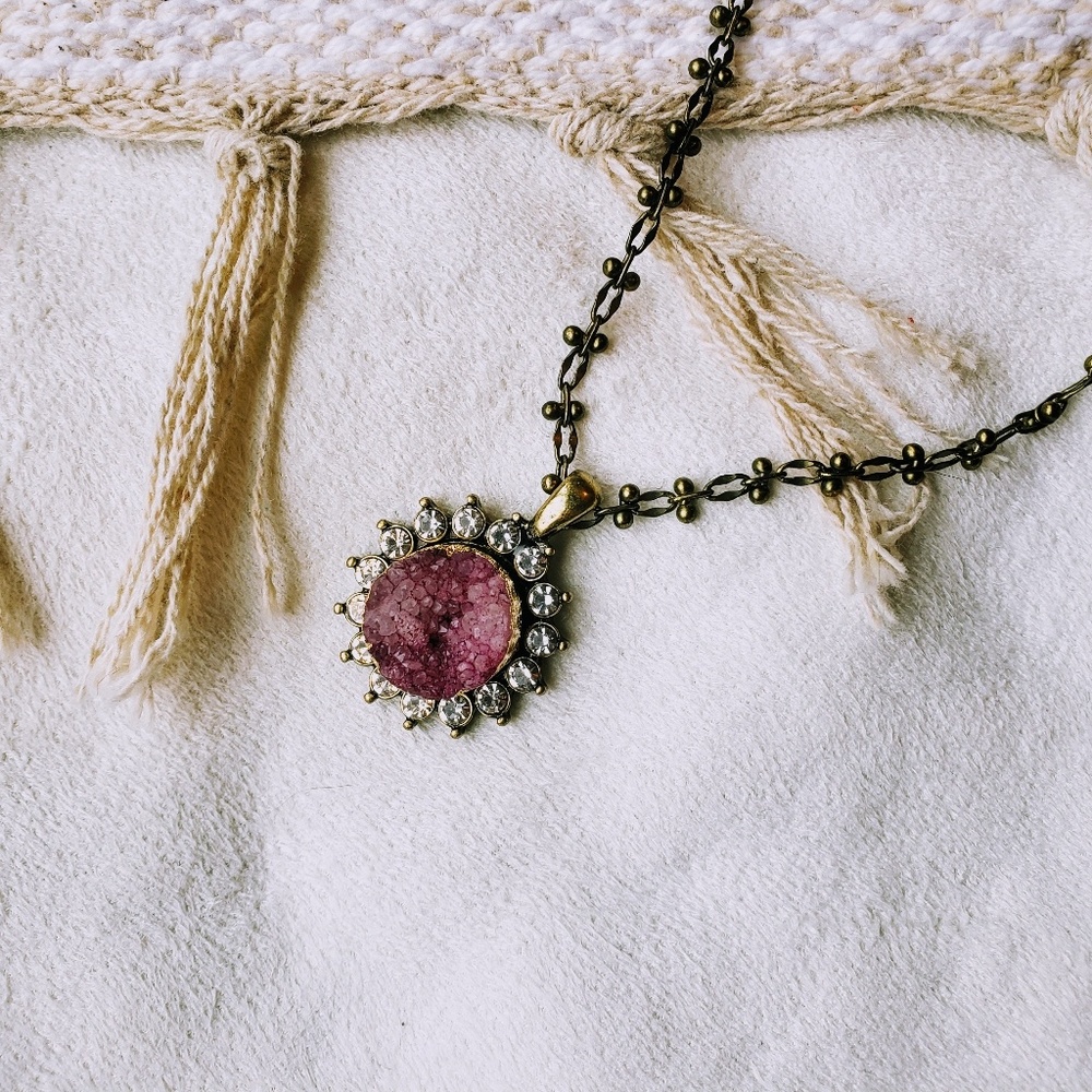 💋 vintage style boho purple faux druzy